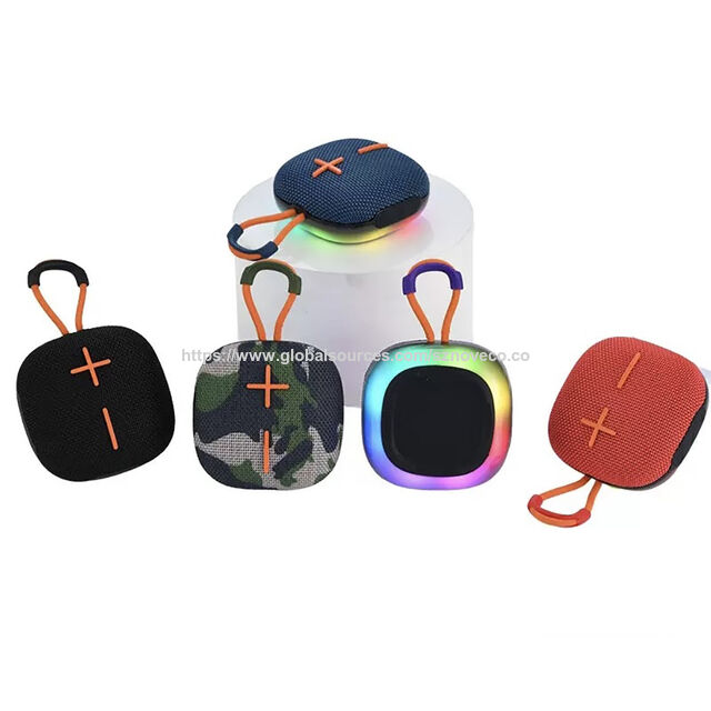 Mini Altavoz Inalámbrico Portátil de Tela de Alta Calidad con Larga Duración de Batería y Luz LED RGB para Deportes al Aire Libre