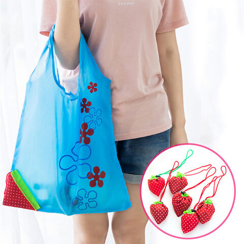 Bolsas de compra de nailon con logo personalizado, bolsa de almacenamiento plegable, bolsa tote reutilizable