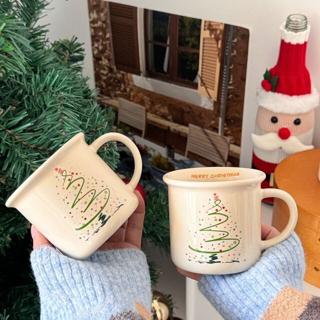 Caneca de Árvore de Natal, 300ml, Caneca Festiva de Presente de Natal - Segura para Micro-ondas, Forno, Congelador e Lava-louças - para Chocolate Quente, Vinho Quente