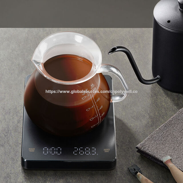Elektronische Kaffeewaage mit Timer, USB-aufladbar, 0,1g Präzision, LED-Anzeige für präzises Brühen, Küchengebrauch