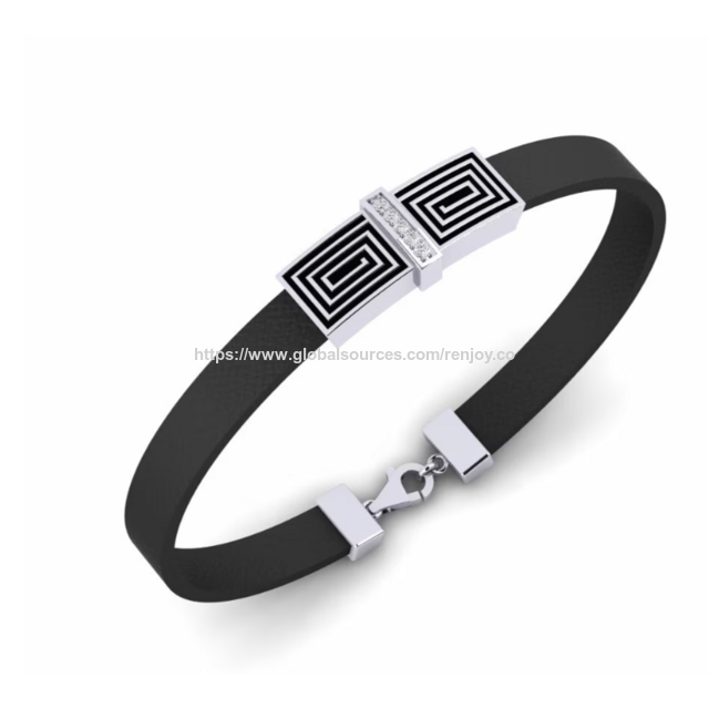 Stilvolles handgefertigtes Herren-Lederarmband mit einzigartigen Charm-Perlen im Großhandel for sale at factory direct price