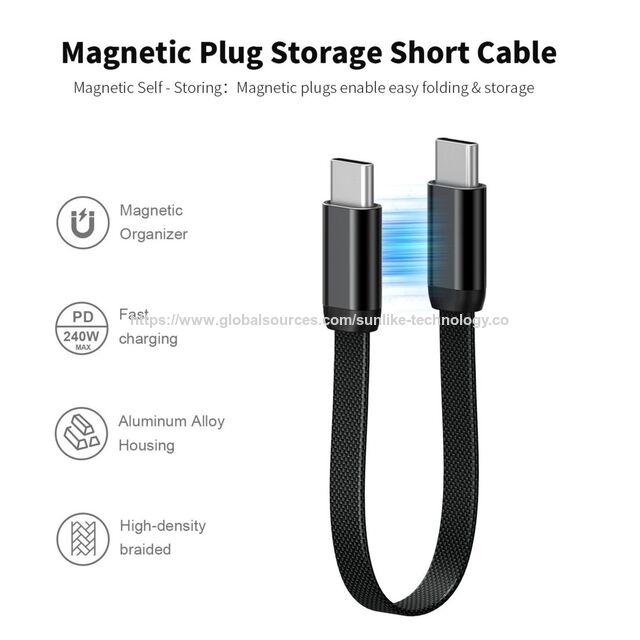 Sunlike Magnetic Plug Storage Short Cable, Keep Your Setup Clean and Organized, Fast charging 240W Max, 17cm, no messy for sale at factory direct price