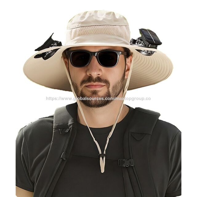 Gorra con Ventilador Solar de Fábrica con 2 USB para Carga Solar - Sombrero para el Sol para Exteriores for sale at factory direct price