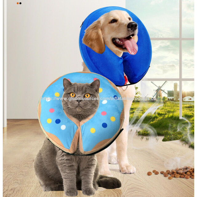 Coleira inflável de PVC para cães, coleira de cachorro colorida de desenho animado com proteção anti-lambida após cirurgia de animais de estimação, coleiras para animais de estimação, almofada inflada