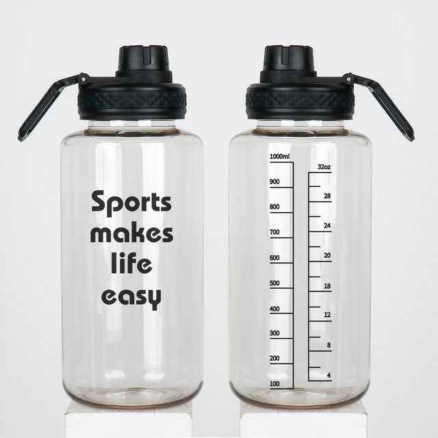 Bouteille d'eau de sport réutilisable de 1L pour salle de sport avec logo personnalisé, bouteille d'eau en plastique for sale at factory direct price