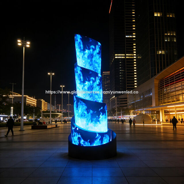 China Indoor Ground Stack Giant Curved 3d Led Screen Torch Shape Curved ...