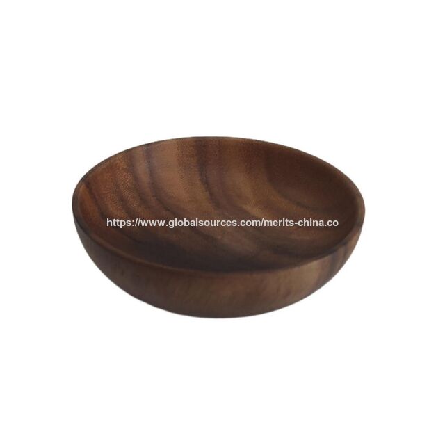 Holz-Platzteller, 24 cm große Salatteller aus Akazienholz, handgefertigte Holz-Essteller