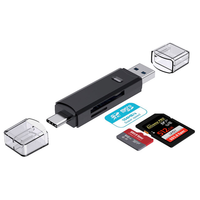 Lector de Tarjetas SD USB 3.0 de Doble Ranura, Adaptador de Tarjetas Micro SD USB C de Alta Velocidad, Lector de Tarjetas de Memoria