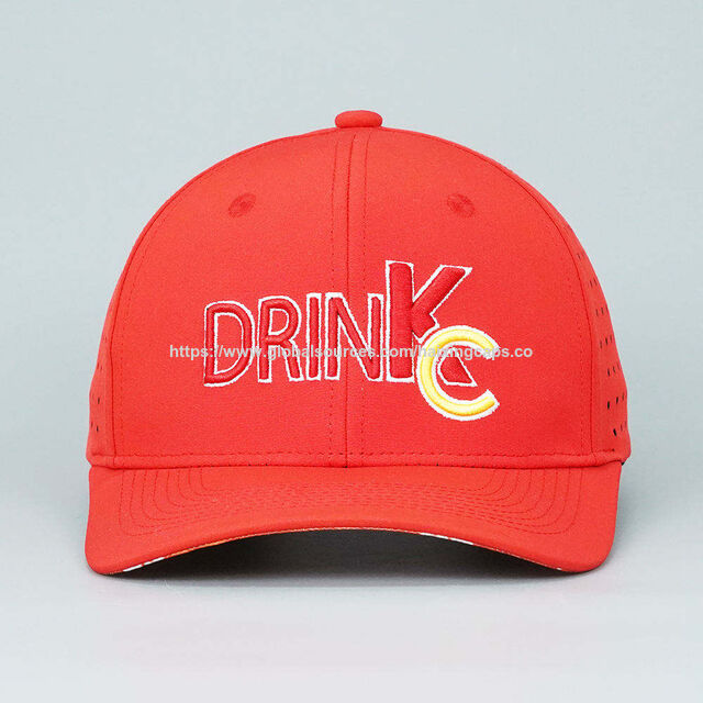Venda Direta da Fábrica Boné de Golfe Vermelho Impermeável de 6 Painéis Cortado a Laser, Bordado 3D Perfurado, Boné Trucker Personalizado para Treino de Golfe for sale at factory direct price