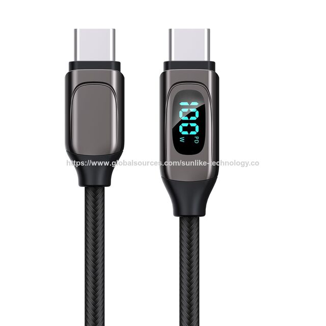 USB A to USB C cable LED display MAX PD 100W fast charging suitable for high power devices