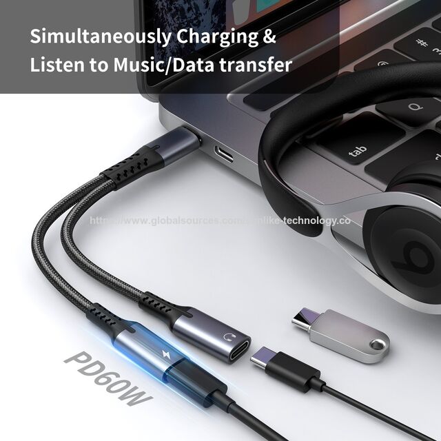 محول من النوع C إلى C+Audio، وظيفة تسجيل الصوت، الشحن أثناء الاستماع، دعم التحكم المباشر، مصنع OEM و ODM