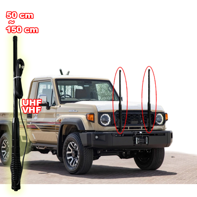 KENWORLD 150W Antenne CB Mobile à Gain Élevé 9dBi FRP Noire VHF UHF 4G