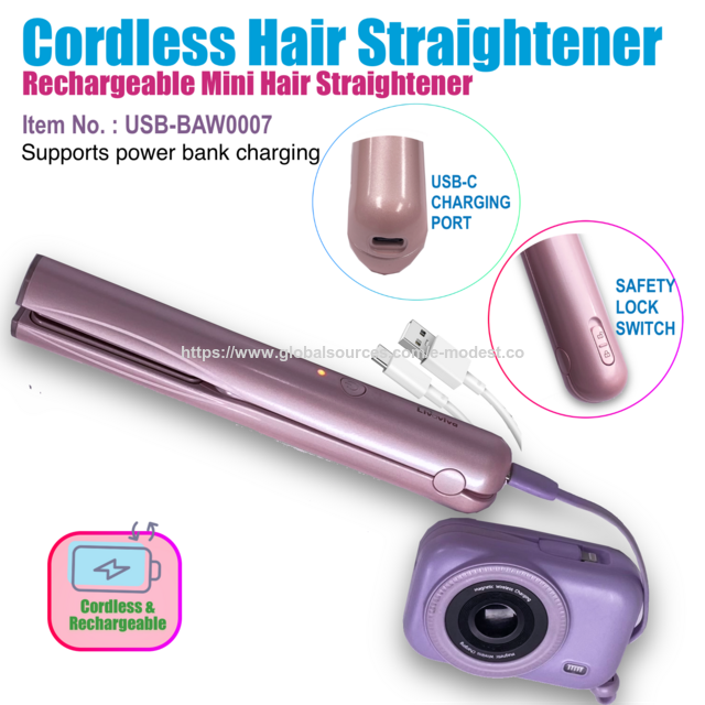 Mini Plancha de Pelo Inalámbrica Portátil, Recargable por USB con Calentamiento Rápido - Ideal para Viajes for sale at factory direct price