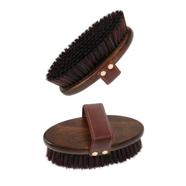 Escova de cerdas para cuidados com a pelagem equina com punho ergonômico para remoção de poeira e realce do brilho