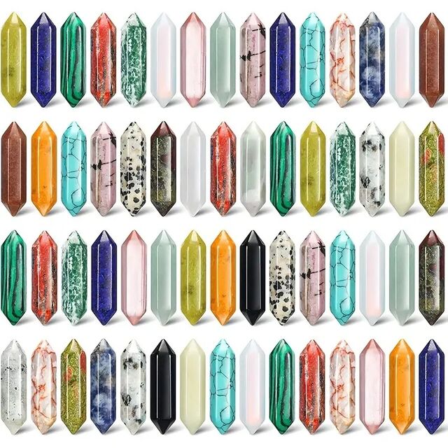 Natürliche Kristall-Hexagonal-Spitzsäulen - Sortierte Edelstein-Energie-Doppelspitz-Yoga-Steine & Rohe Edelsteinperlen for sale at factory direct price