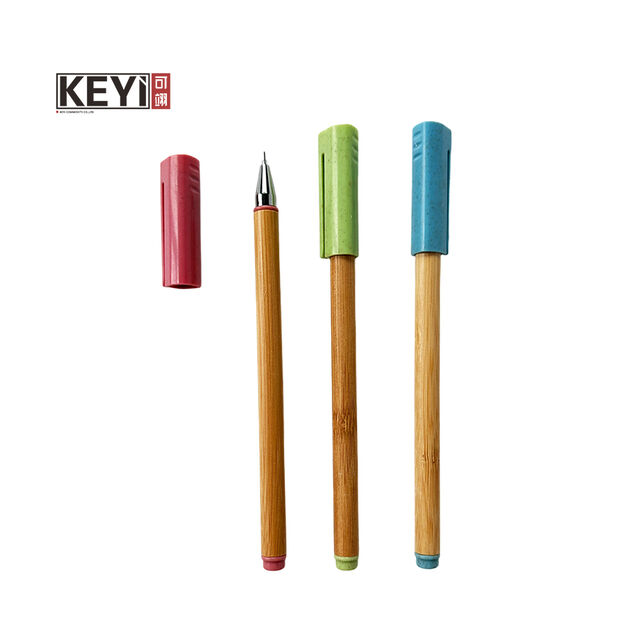 Stylos en bambou à encre gel avec logo personnalisé pour fournitures scolaires et de bureau promotionnelles for sale at factory direct price
