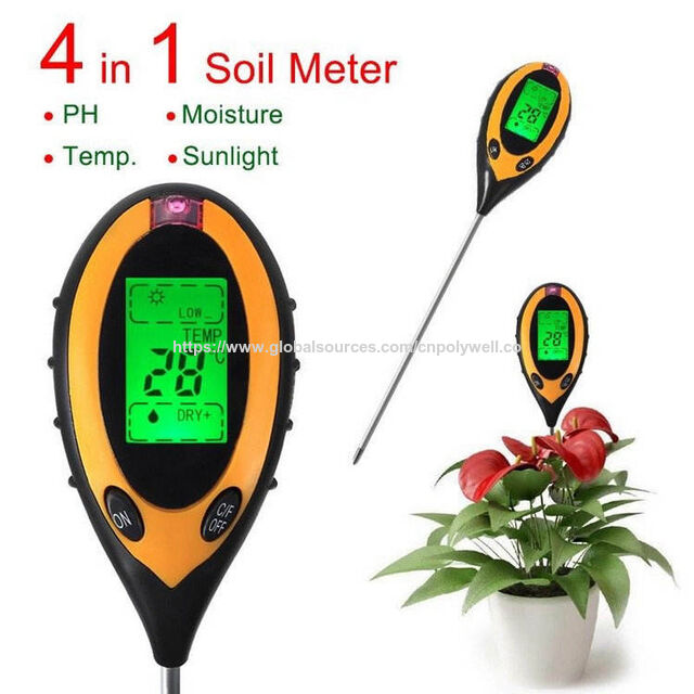 Probador de suelo 4 en 1 Herramienta promocional para el cuidado de plantas para pH, humedad, luz, temperatura Medidor de suelo esencial Termómetro para jardineros