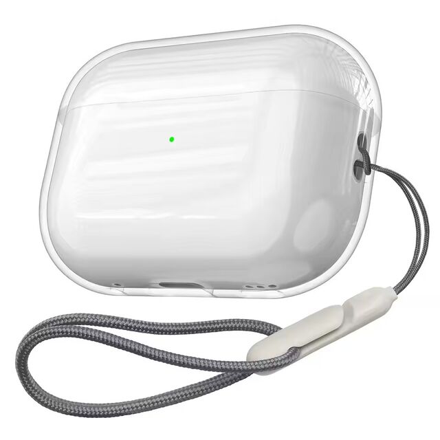 Capa Transparente Compatível com AirPods Pro 4 3 2 1, Capa Protetora de TPU Macio com Cordão