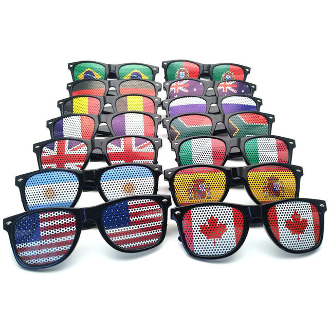 Lunettes de soleil sténopées drapeau Coupe du Monde 2026 en stock, lunettes de fête pour fans de football pour événements, festivals et promotions for sale at factory direct price