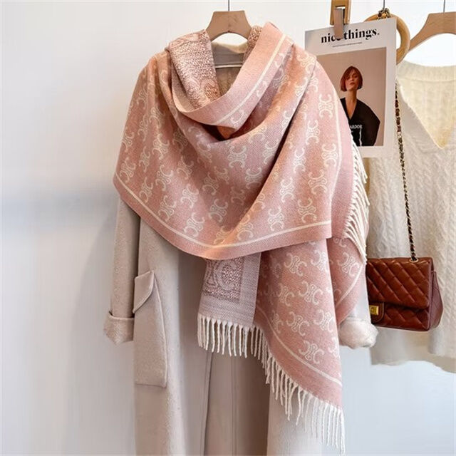Bufanda de Invierno y Otoño 2025 Nueva, de Alta Calidad y en Stock. Bufanda de Imitación de Cachemira con Patrón de Letras Nueva 2025. Bufanda de Mujer de Doble Uso de Alta Calidad