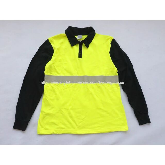 Camiseta polo de seguridad reflectante de alta visibilidad para hombre y mujer, de manga larga, con bolsillos para uniforme de trabajadores, de fábrica BSCI for sale at factory direct price