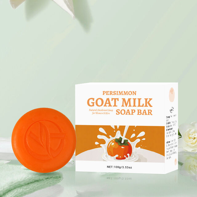 Pain de savon artisanal au lait de chèvre et au kaki anti-odeurs - Savon déodorant naturel
