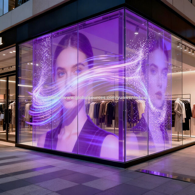 Film LED Publicitaire 3D Holographique Transparent et Flexible, Écran LED Adhésif pour Vitrine de Magasin