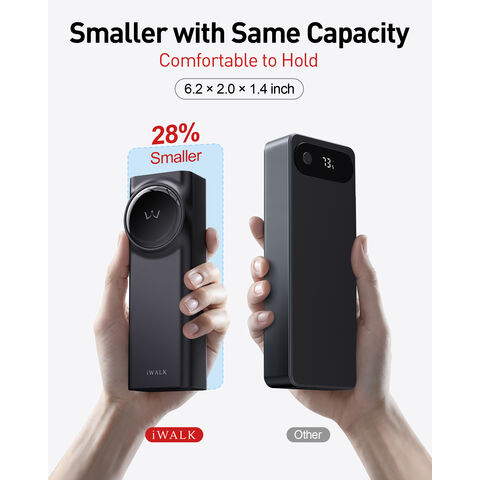 Kompakte 20000mAh Powerbank, 28% kleiner mit einziehbarem Kabel, 65W PD Schnellladung, leichtes tragbares Ladegerät für Geschäftsreisen
