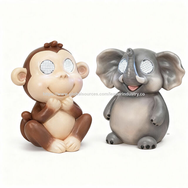 Buy China Wholesale Bsci Factory Resin Craft Solar Monkey And Elephant ...