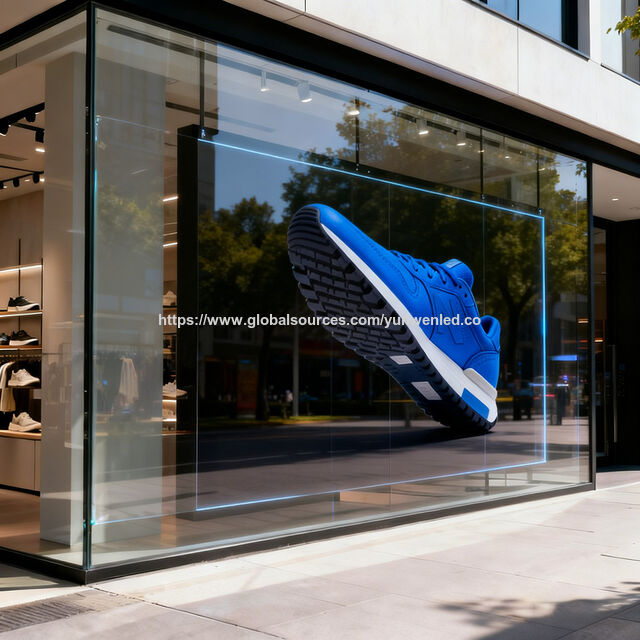 Écran d'affichage à film LED flexible en cristal souple transparent avec adhésif intérieur double face pour la publicité sur vitres de fenêtres
