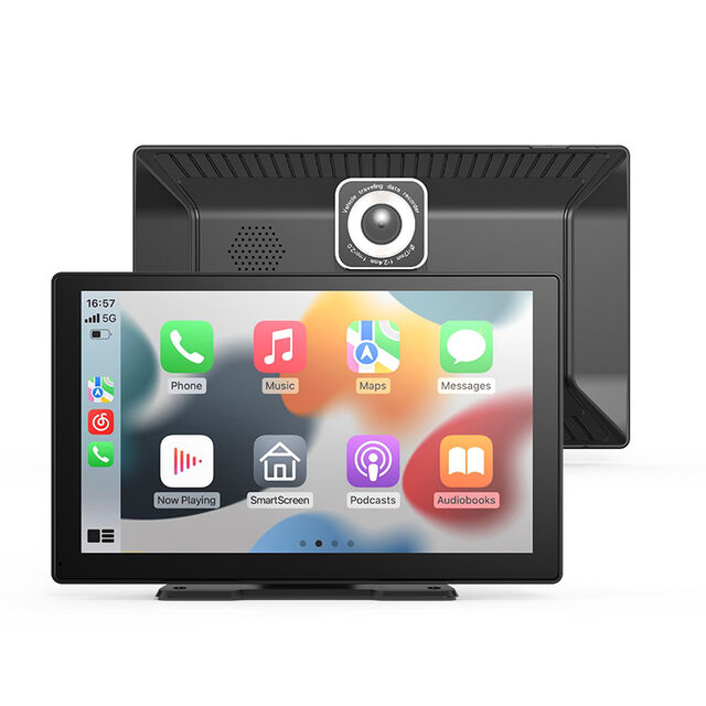 Maustor شاشة CarPlay محمولة 9 بوصة راديو ستيريو للسيارة كاميرا لوحة القيادة ADAS Android Auto BT مسجل فيديو للسيارة مع شاشة كاميرا مزدوجة