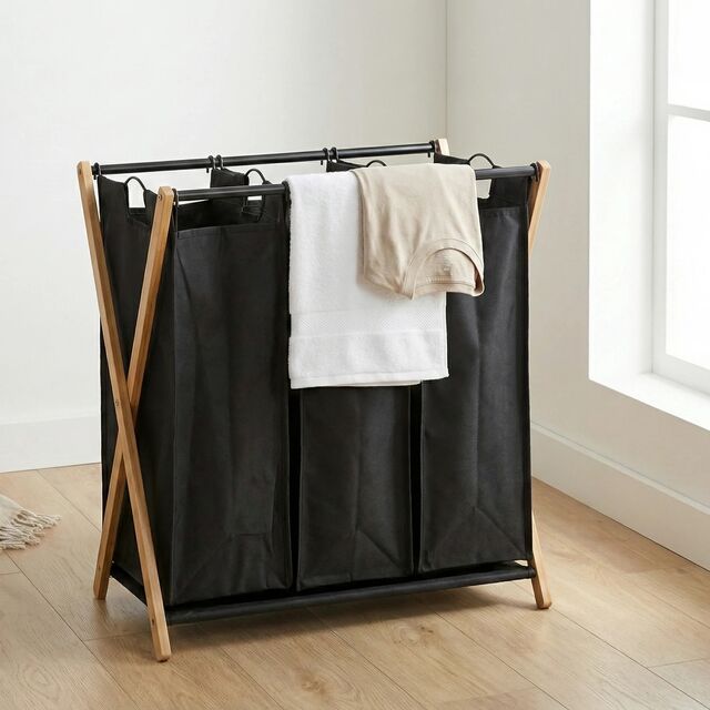 Organizador de Ropa Plegable Moderno de Hierro Fundido de Doble Nivel para Cestas de Lavandería y Contenedores - Solución de Almacenamiento Resistente for sale at factory direct price