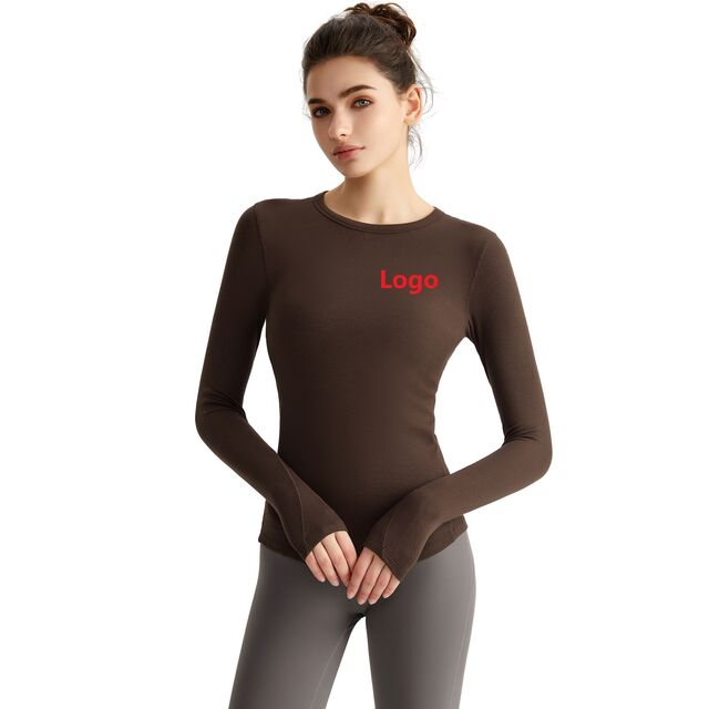 T-shirt de sport à manches longues et col rond, coupe slim, pour l'exercice, le running, le fitness, le yoga et la gym, grande taille de haute qualité, vêtements de sport avec logo OEM for sale at factory direct price