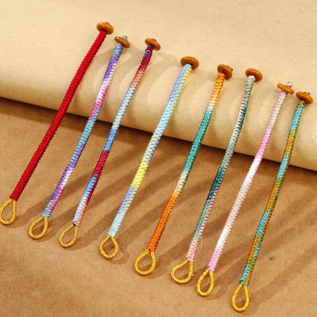 Porte-clés DIY Nœud Diamant Dégradé de Couleurs, Pendentif Culturel, Boucle d'Anneau de Ligne Teinte, Boucle de Voiture, Boucle de Sac for sale at factory direct price