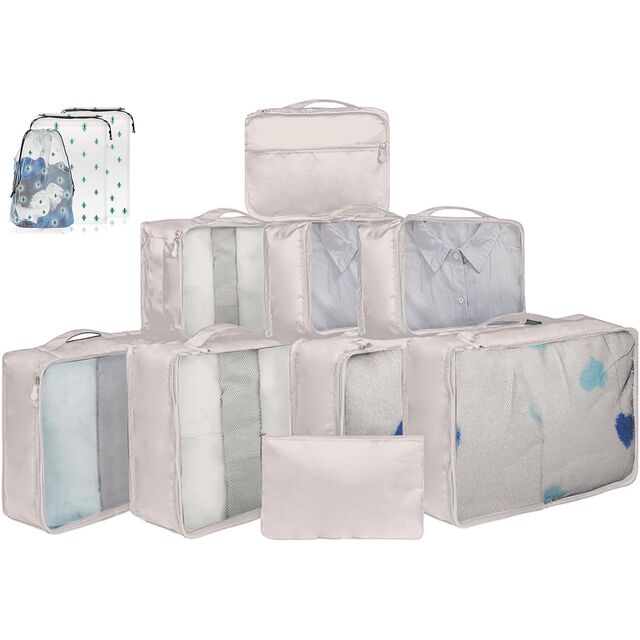 12 Cubes d'Emballage Grands/Moyens/Petits, Organisateur de Bagages de Différentes Tailles, Ensemble de Cubes de Voyage en Maille de Couleurs Assorties for sale at factory direct price