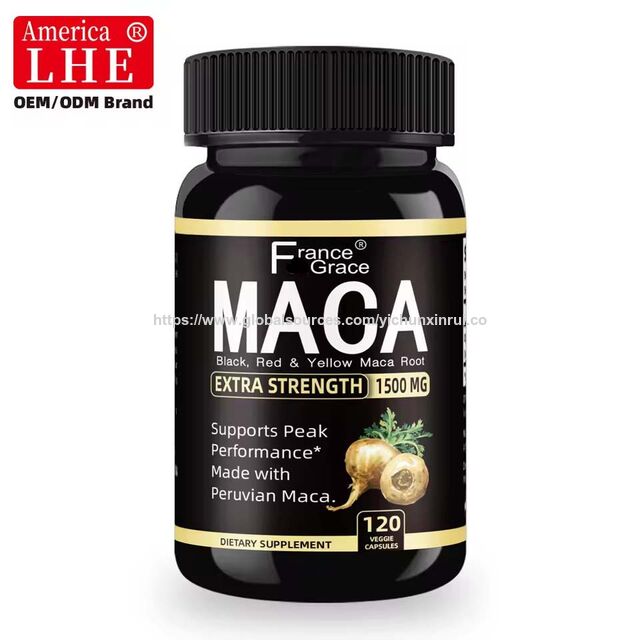Cápsulas de Pó de Raiz de Maca Rico em Nutrientes 1500mg Contém Extrato de Raiz de Maca para Homens e Mulheres, Melhora a Energia, Suplemento Vegetariano for sale at factory direct price