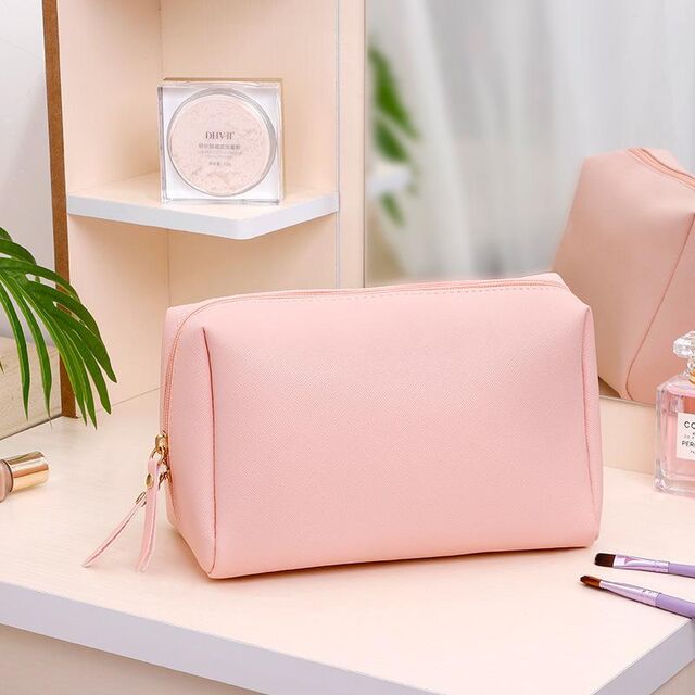 china pink pu travel makeup bag cosmetic bag factories LOVEVOOK for Women, 2Pcs Puffer Waterproof Organizer, Large Capacity Pouch Open Flat Small Toiletry with Brush Compartment & Handle (Pink, Medium) : Beauty & Personal saving you time and hassle at the airport Cosmetic Bag Popular Korean Pu