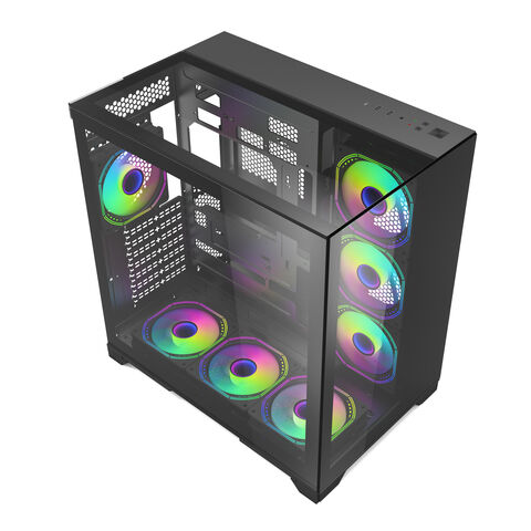 Caixa de computador para jogos, panorâmica, em vidro temperado, torre completa, atx, atacado direto da fábrica com 24 anos de experiência