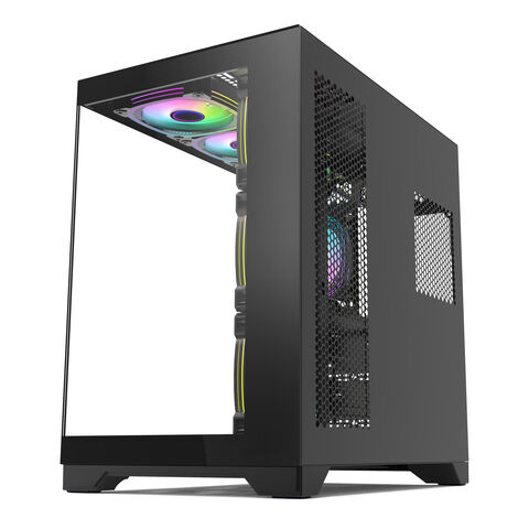 Gabinete de jogos irregular de vidro temperado, 24 anos de fábrica, torre de jogos, computador de escritório ODM OEM