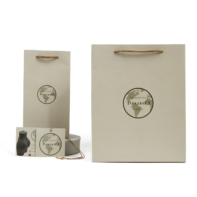 Bolsa de Papel para Compras de Regalo Ecológica Verde con Logotipo de Marca de Impresión Personalizada