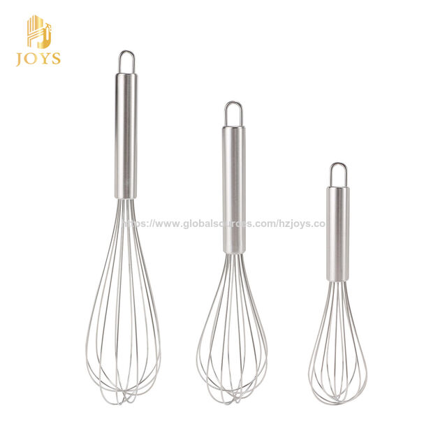Batedor de Ovos Manual de Aço Inoxidável Batedor de Creme Manual para Cozinhar com Cabo Redondo Material de Metal Durável for sale at factory direct price