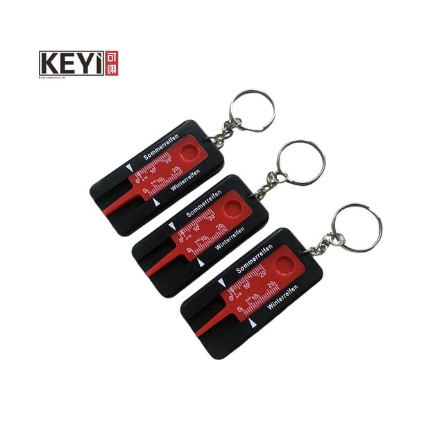 Llavero de plástico con logotipo personalizado, medidor de profundidad de la banda de rodadura del neumático de 0~20 mm, calibrador, regalos para coches, llaveros de herramientas pequeñas for sale at factory direct price