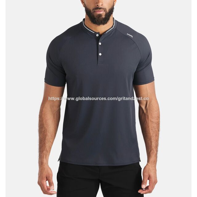 OEM/ODM Polos Homme Sans Col Couture Invisible, T-shirts de Golf Homme Respirants et Légers Performance Tissu Côtelé, du Bureau au Golf for sale at factory direct price