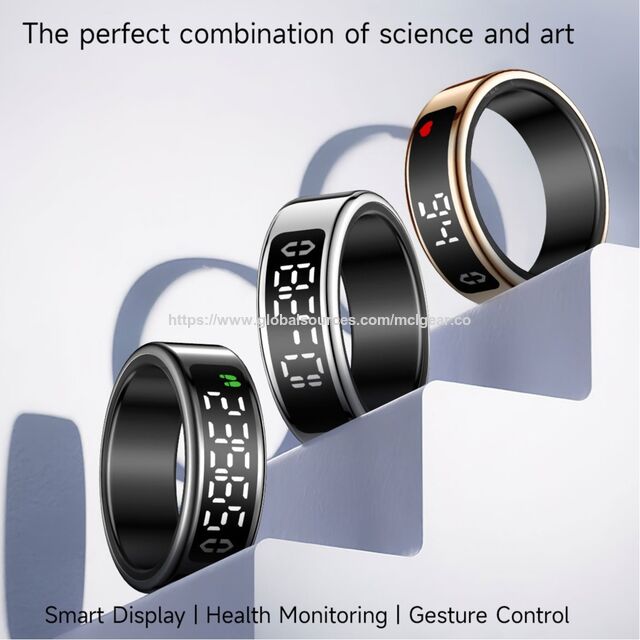 Bague intelligente Bluetooth à commande gestuelle avec suivi de la santé, surveillance de l'oxygène sanguin, balayage gestuel et alertes d'appels vidéo