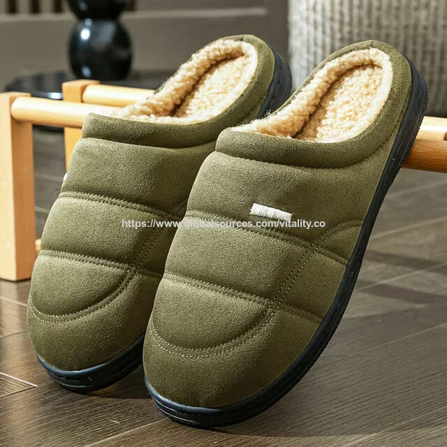 Zapatillas de Casa para Hombre de Ante con Puntera Cerrada y Certificación BSCI, Forro de Felpa Transpirable y Suela Ligera de TPR for sale at factory direct price