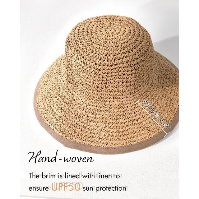 Summer Straw Beach Sun Hats For Women Upf 50 Floppy Wide  display picture 1