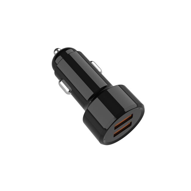 Cargador de Coche Mini Blanco y Negro Personalizado Inteligente, Carga de Alta Velocidad 4.8A, Adaptador USB de Doble Puerto, Estándar US EU para Teléfono