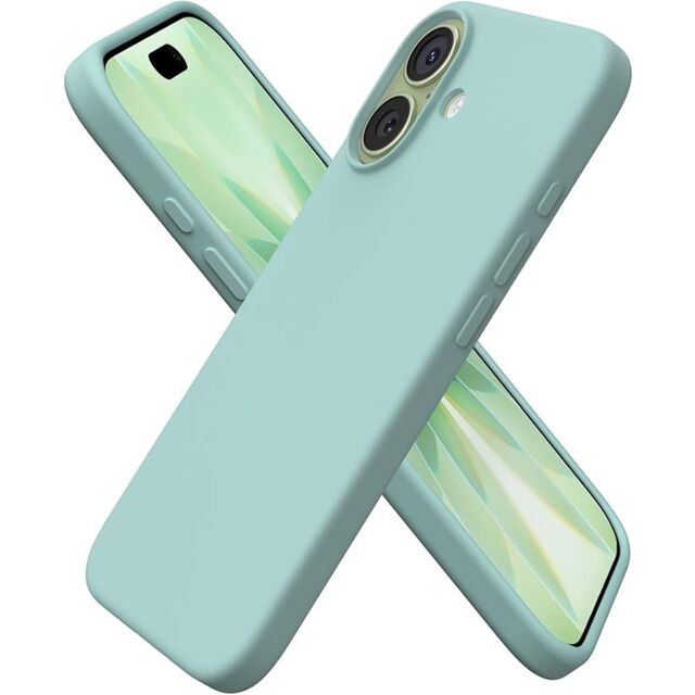 Coque Ultra-Fine en Silicone Liquide pour iPhone 17 (6.3") - Protection Intégrale 3 Couches, Housse en Caoutchouc Gel Souple, Vert Matcha