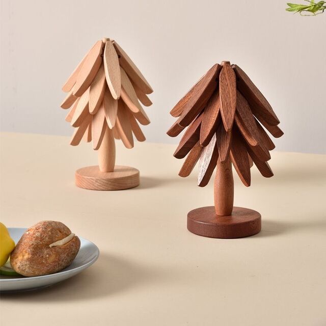 Base Aislante de Calor de Madera Maciza - Uso Doméstico Creativo - Protector de Ollas Anti-quemaduras - Base para Tazas - Artículo Decorativo de Madera