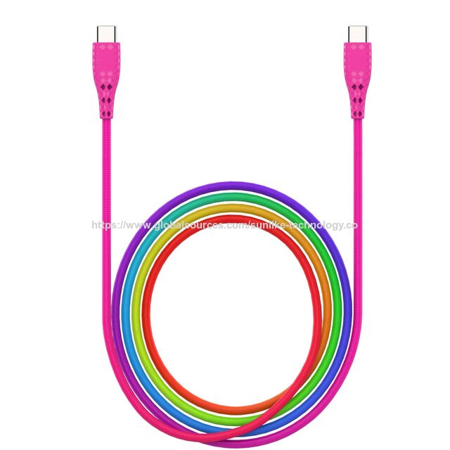 Factory Price,Gradient Fabric Cable, USB C to C Cable, Colorful jacket, for Phone Charging at home and office for sale at factory direct price